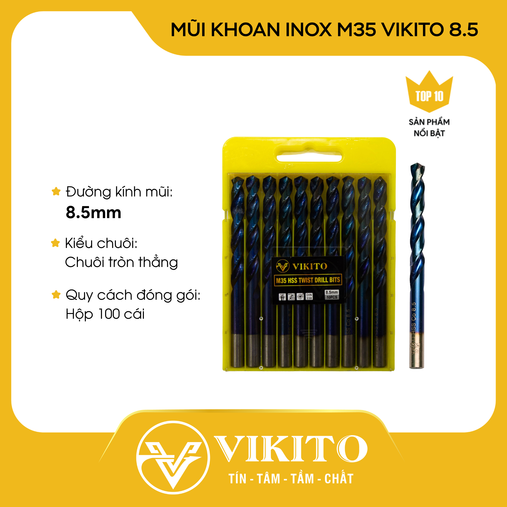 Mũi khoan inox M35 VIKITO 8.5